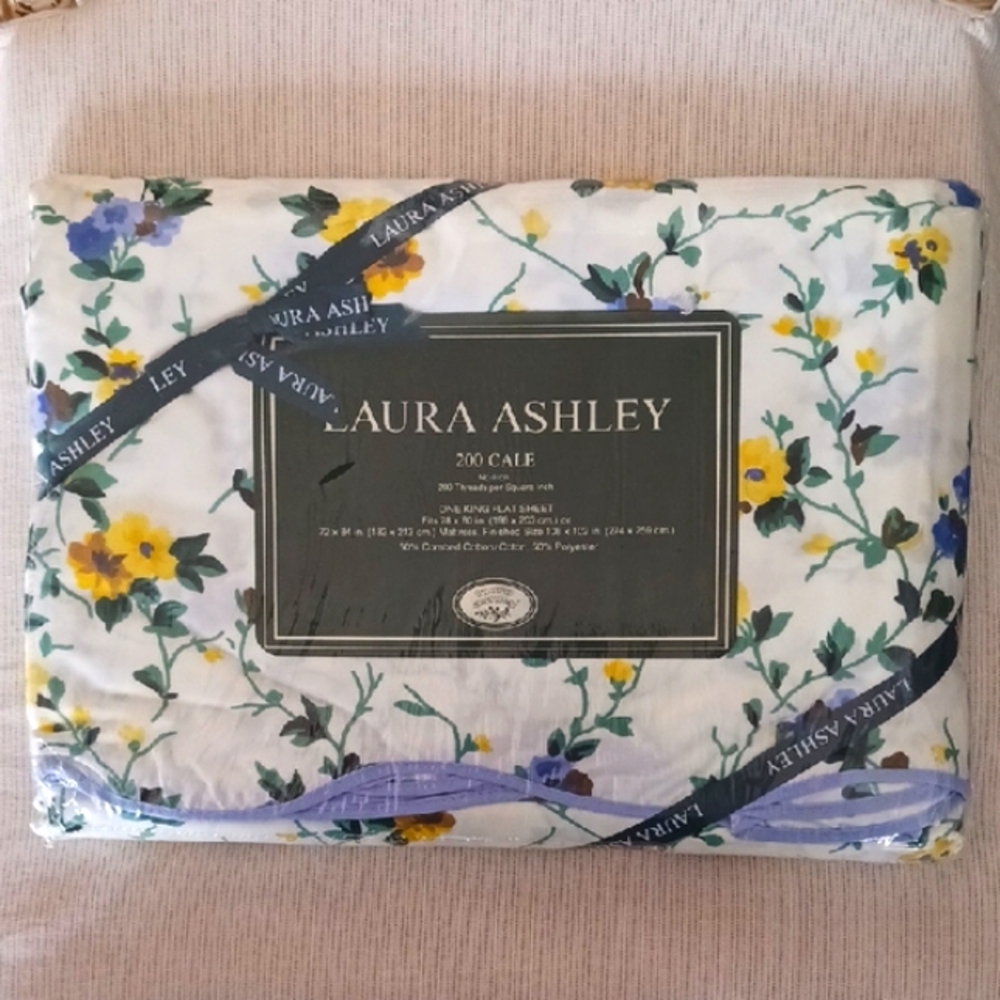 Vintage~ Laura Ashley King Flat Sheet